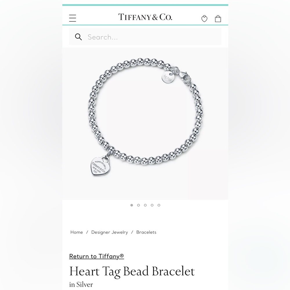Tiffany & Co Heart Tag Bead Bracelet in Silver